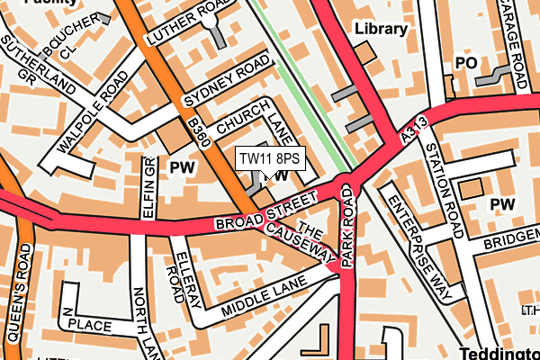 TW11 8PS map - OS OpenMap – Local (Ordnance Survey)