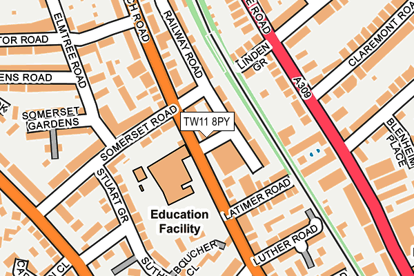 TW11 8PY map - OS OpenMap – Local (Ordnance Survey)