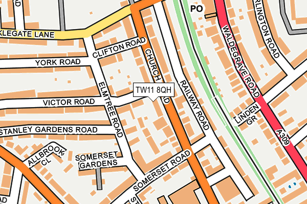 TW11 8QH map - OS OpenMap – Local (Ordnance Survey)