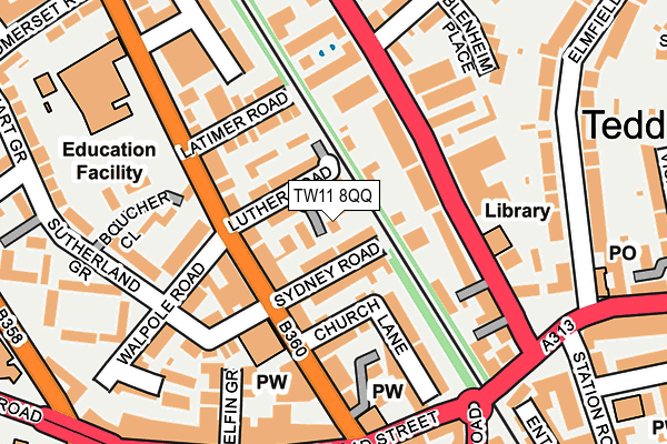 TW11 8QQ map - OS OpenMap – Local (Ordnance Survey)