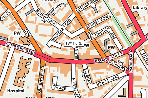 TW11 8RD map - OS OpenMap – Local (Ordnance Survey)
