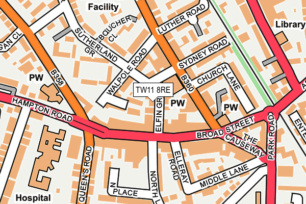 TW11 8RE map - OS OpenMap – Local (Ordnance Survey)