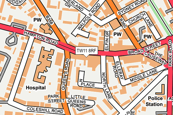 TW11 8RF map - OS OpenMap – Local (Ordnance Survey)