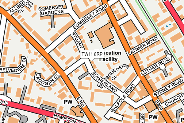 TW11 8RP map - OS OpenMap – Local (Ordnance Survey)