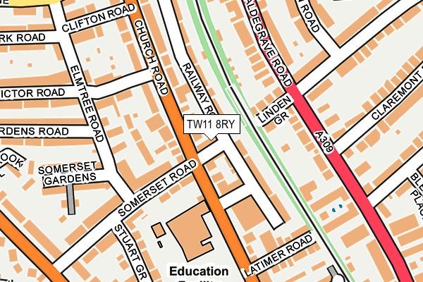 TW11 8RY map - OS OpenMap – Local (Ordnance Survey)