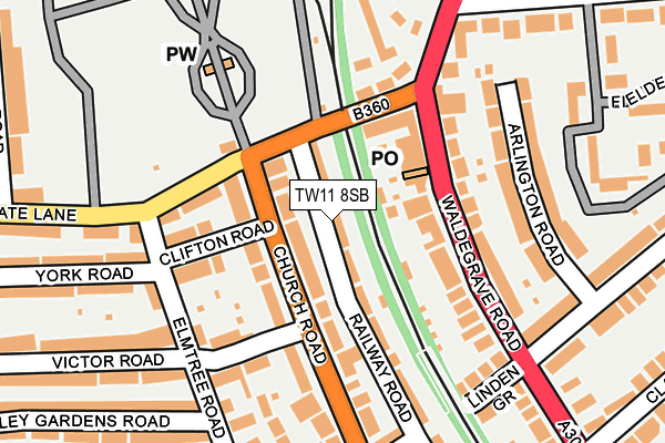 TW11 8SB map - OS OpenMap – Local (Ordnance Survey)