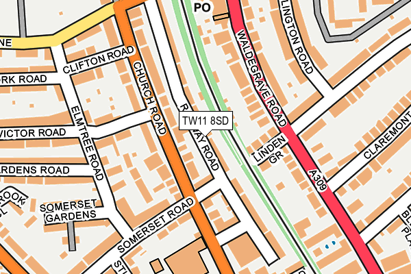 TW11 8SD map - OS OpenMap – Local (Ordnance Survey)