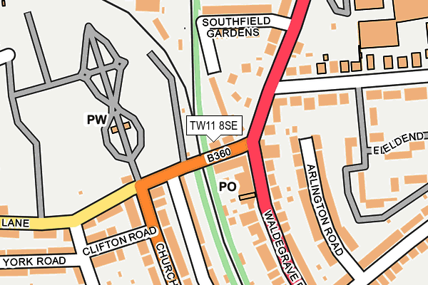 TW11 8SE map - OS OpenMap – Local (Ordnance Survey)