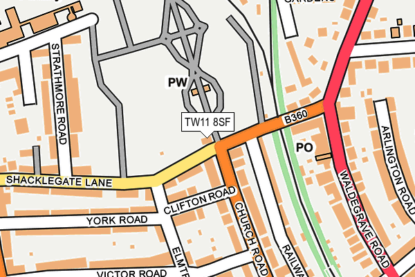 TW11 8SF map - OS OpenMap – Local (Ordnance Survey)