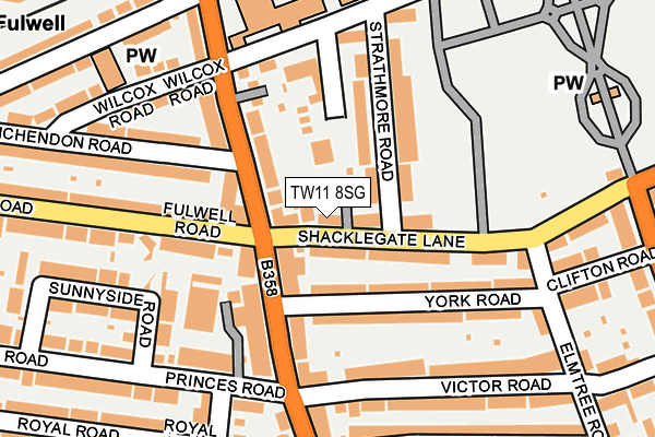 TW11 8SG map - OS OpenMap – Local (Ordnance Survey)