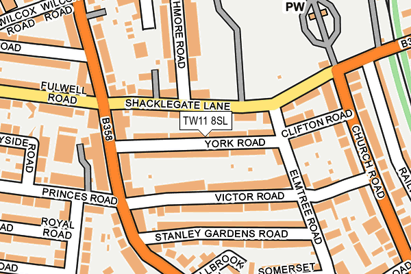 TW11 8SL map - OS OpenMap – Local (Ordnance Survey)