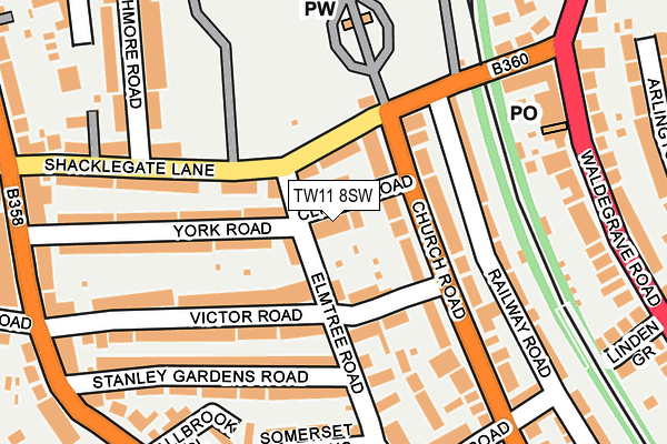 TW11 8SW map - OS OpenMap – Local (Ordnance Survey)