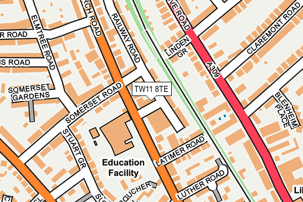 TW11 8TE map - OS OpenMap – Local (Ordnance Survey)