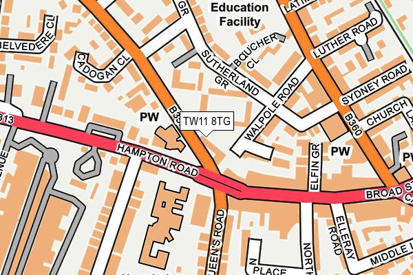TW11 8TG map - OS OpenMap – Local (Ordnance Survey)