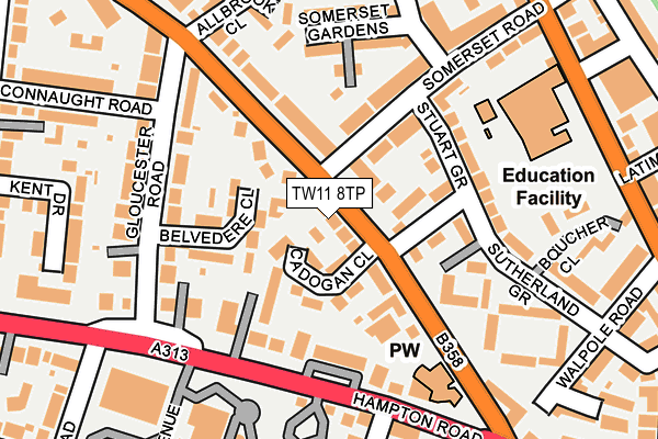 TW11 8TP map - OS OpenMap – Local (Ordnance Survey)