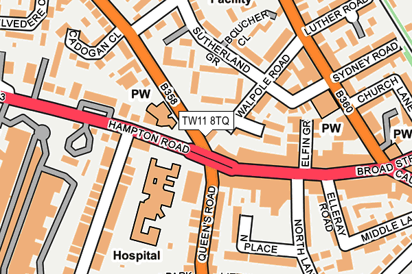 TW11 8TQ map - OS OpenMap – Local (Ordnance Survey)