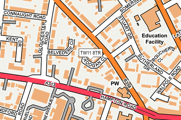 TW11 8TR map - OS OpenMap – Local (Ordnance Survey)