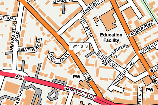 TW11 8TS map - OS OpenMap – Local (Ordnance Survey)