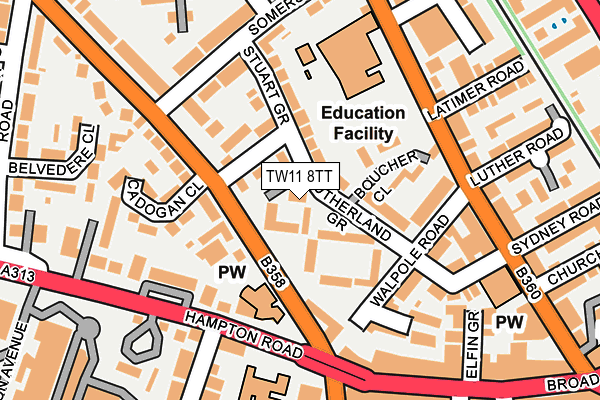 TW11 8TT map - OS OpenMap – Local (Ordnance Survey)