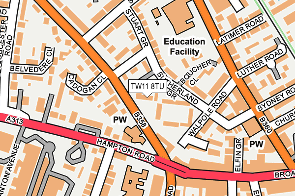 TW11 8TU map - OS OpenMap – Local (Ordnance Survey)