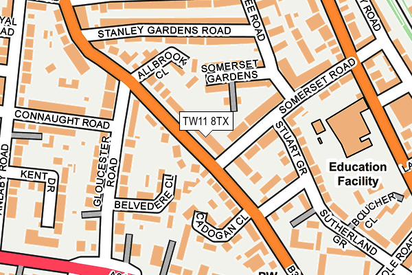 TW11 8TX map - OS OpenMap – Local (Ordnance Survey)