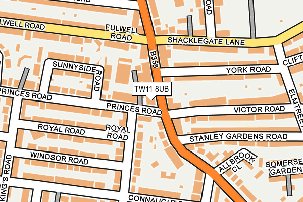 TW11 8UB map - OS OpenMap – Local (Ordnance Survey)