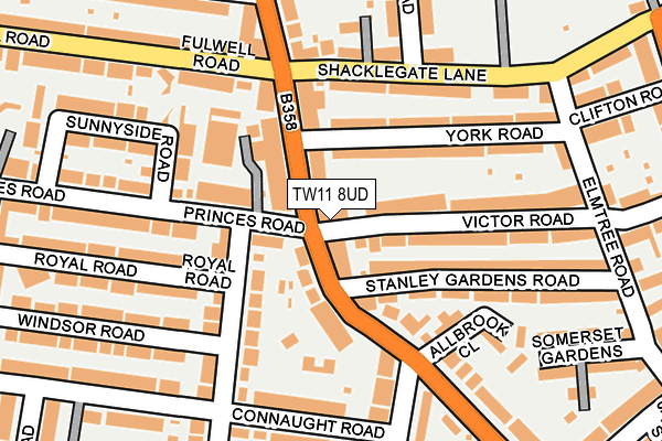 TW11 8UD map - OS OpenMap – Local (Ordnance Survey)