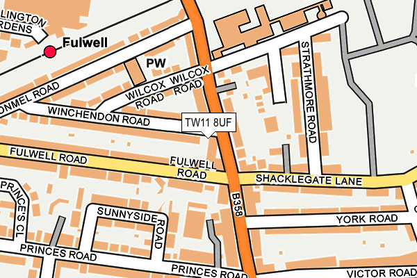 TW11 8UF map - OS OpenMap – Local (Ordnance Survey)