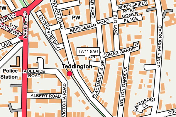 TW11 9AG map - OS OpenMap – Local (Ordnance Survey)