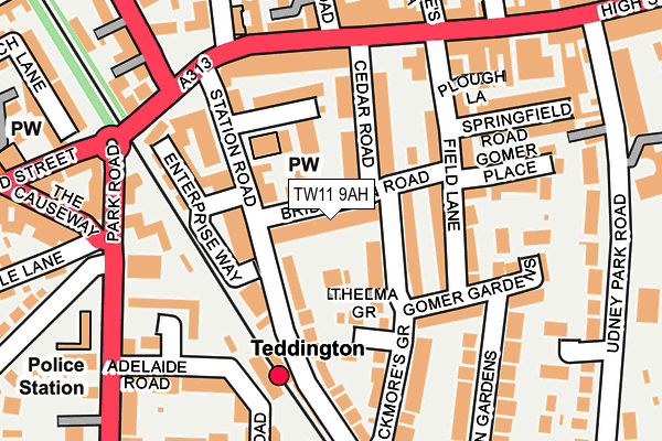 TW11 9AH map - OS OpenMap – Local (Ordnance Survey)