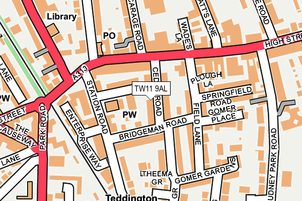 TW11 9AL map - OS OpenMap – Local (Ordnance Survey)