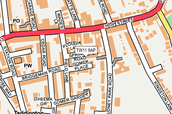 TW11 9AP map - OS OpenMap – Local (Ordnance Survey)