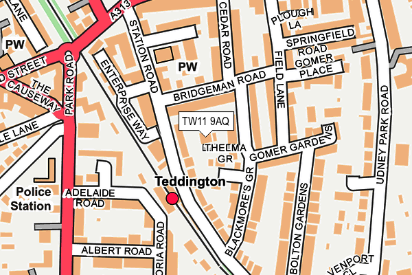 TW11 9AQ map - OS OpenMap – Local (Ordnance Survey)