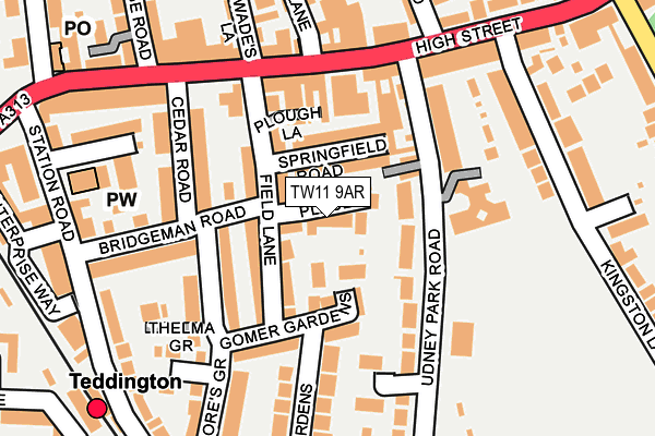 TW11 9AR map - OS OpenMap – Local (Ordnance Survey)