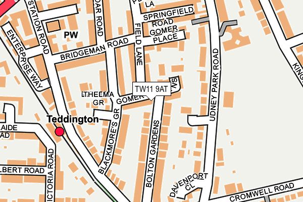 TW11 9AT map - OS OpenMap – Local (Ordnance Survey)