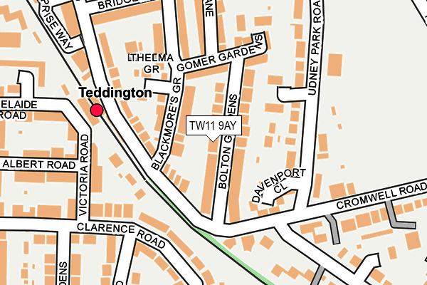 TW11 9AY map - OS OpenMap – Local (Ordnance Survey)