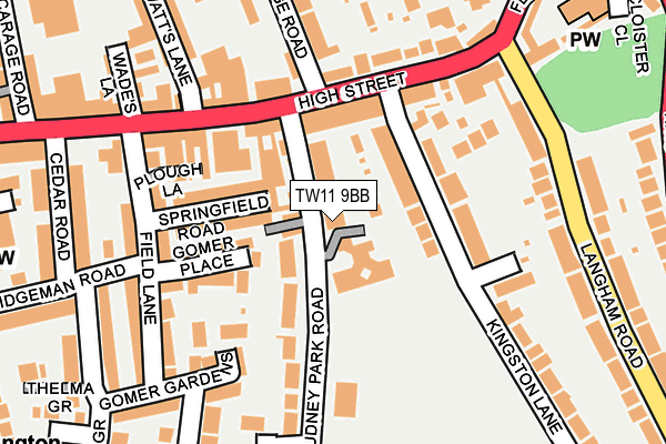 TW11 9BB map - OS OpenMap – Local (Ordnance Survey)