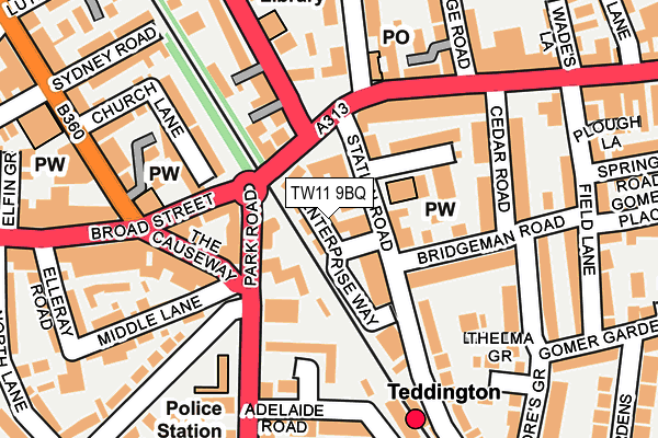 TW11 9BQ map - OS OpenMap – Local (Ordnance Survey)