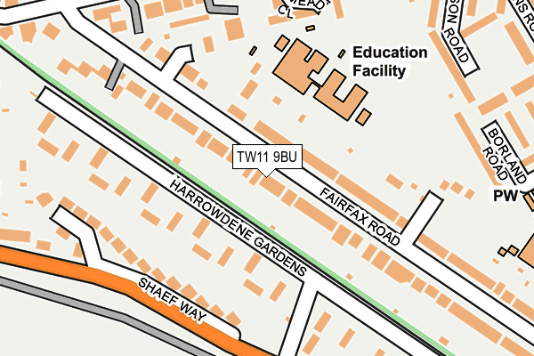 TW11 9BU map - OS OpenMap – Local (Ordnance Survey)