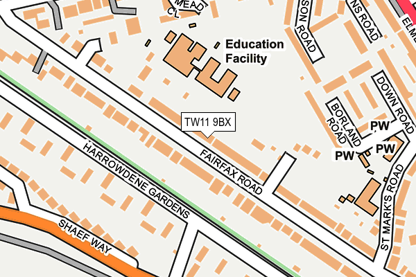 TW11 9BX map - OS OpenMap – Local (Ordnance Survey)