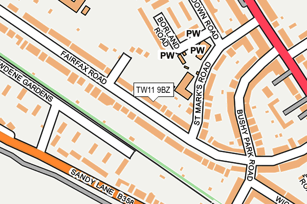 TW11 9BZ map - OS OpenMap – Local (Ordnance Survey)