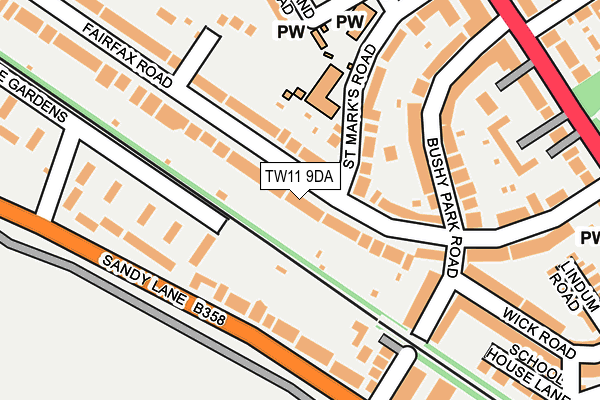 TW11 9DA map - OS OpenMap – Local (Ordnance Survey)