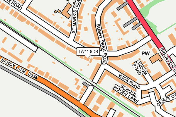 TW11 9DB map - OS OpenMap – Local (Ordnance Survey)