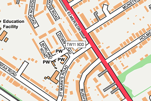 TW11 9DD map - OS OpenMap – Local (Ordnance Survey)