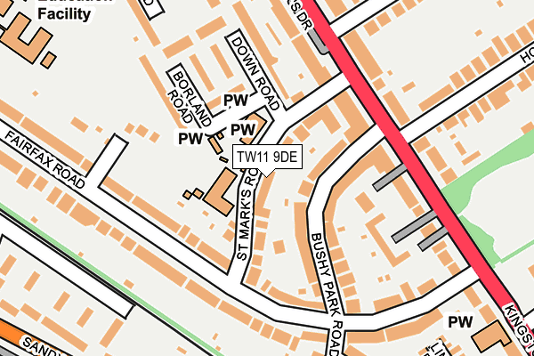TW11 9DE map - OS OpenMap – Local (Ordnance Survey)