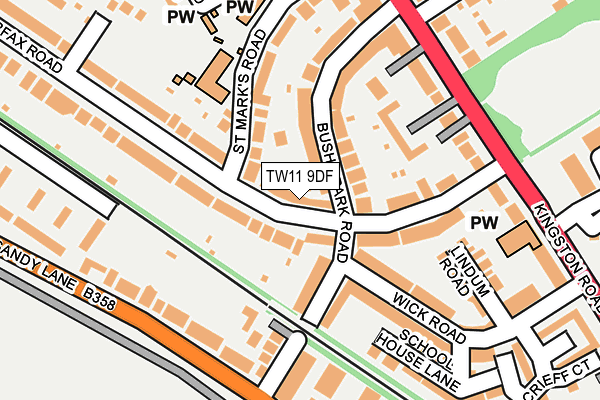 TW11 9DF map - OS OpenMap – Local (Ordnance Survey)
