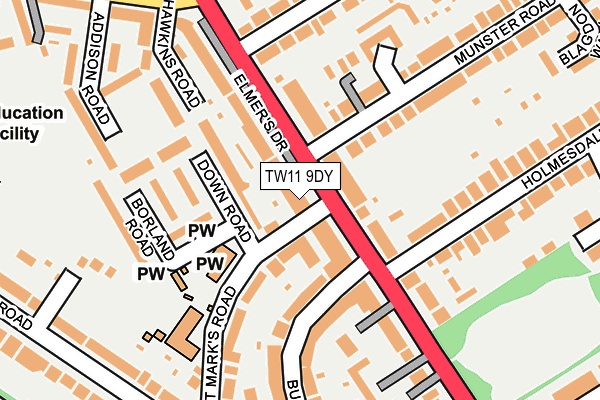 TW11 9DY map - OS OpenMap – Local (Ordnance Survey)