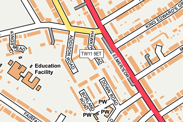 TW11 9ET map - OS OpenMap – Local (Ordnance Survey)