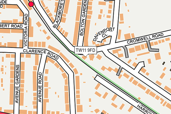 TW11 9FD map - OS OpenMap – Local (Ordnance Survey)