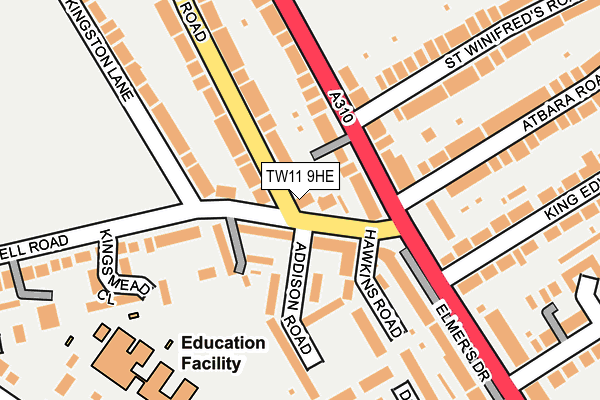 TW11 9HE map - OS OpenMap – Local (Ordnance Survey)